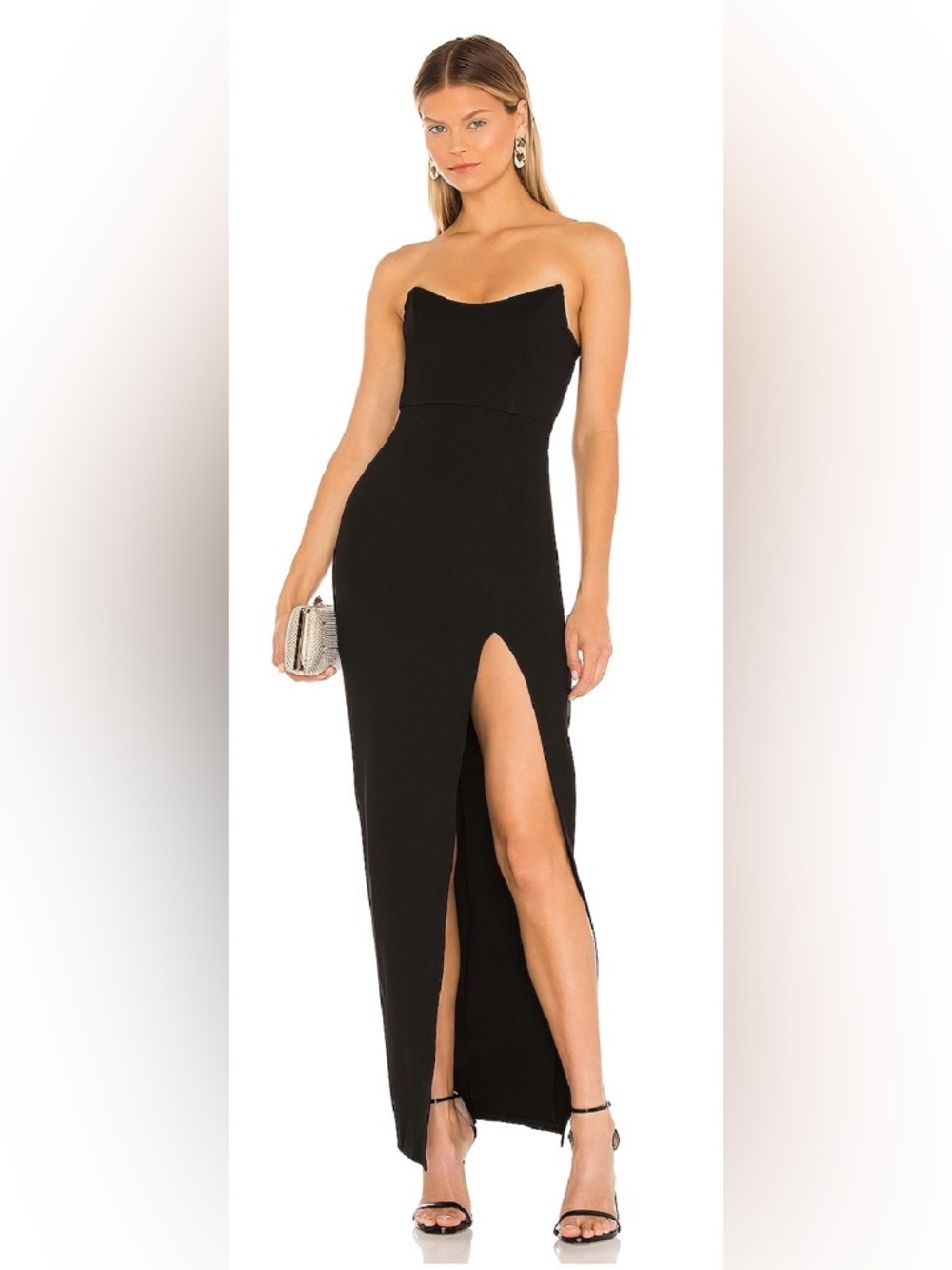superdown Black Sleeveless Maxi Dress with Front Thigh Slit